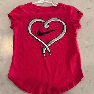 Nike Kids Red Short Sleeve Tee with Heart Design